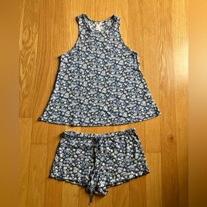 Forever 21 Blue Floral Tank & Shorts Pajama Set